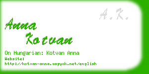 anna kotvan business card